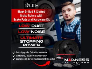 Jeep Renegade Brake Kit - Rear - R1 Concepts - Optimum OEp Brake Pads - eLINE Black Drilled + Slotted Rotors